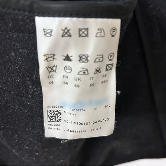 Men’s Hugo Boss Pea Coat Jacket Cashmere/Wool Black Size US 46R - Picture 4 of 5